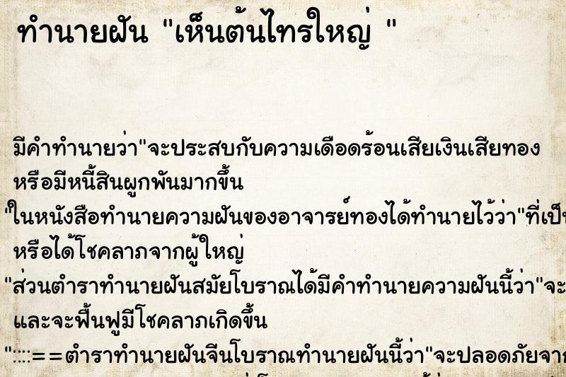 ทำนายฝันทำนายฝันเห็นต้นไทรใหญ่